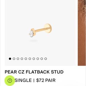 NWT Studs Pear CZ flat back stud earring